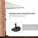 easycomfort easycomfort ombrellone da parete mezzaluna salvaspazio con apertura a manovella beige