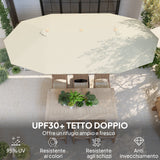 easycomfort easycomfort ombrellone doppio con apertura a manovella in acciaio inox e poliestere 455x265x238 cm beige