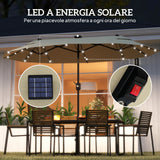 easycomfort easycomfort ombrellone doppio con luci led e base a croce in poliestere e acciaio 295x150x219 cm bianco crema