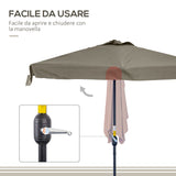 easycomfort easycomfort ombrellone semicircolare 2 3x1 3 m da terrazza e giardino per parete con manovella caffe