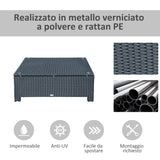 easycomfort easycomfort ousunny tavolino da esterni in rattan pe con piano in vetro temperato 85x50x39cm nero