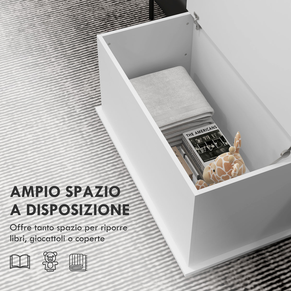 easycomfort easycomfort panca contenitore multiuso in legno per camera e ingresso 80x40x40 cm bianco