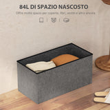 easycomfort easycomfort panca contenitore pieghevole da 84l coperchio imbottito e rivestimento in tessuto 76x38x38cm grigio scuro