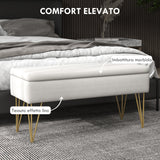 easycomfort easycomfort panca fondo letto con contenitore in tessuto e gambe in acciaio 100x40x49cm crema