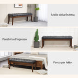 easycomfort easycomfort panca fondo letto imbottita con design a bottoni e gambe ricurve in pelle pu e legno 120x38x46 cm nero