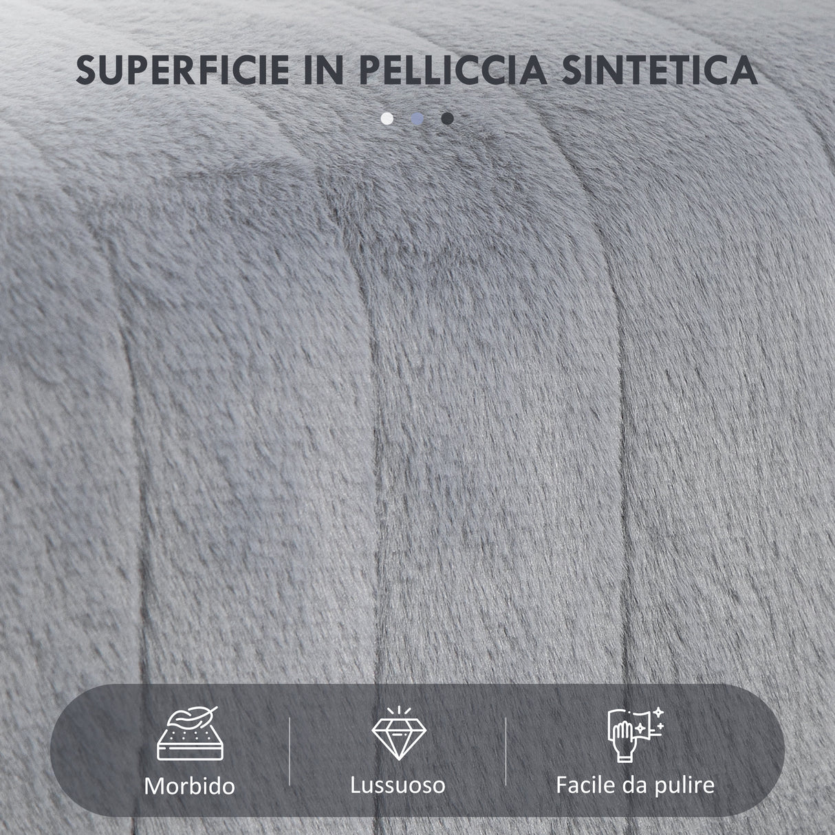 easycomfort easycomfort panca fondo letto imbottita in peluche legno e metallo 82x30x47 cm grigia e nera