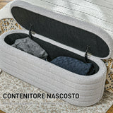 easycomfort easycomfort panca fondo letto in tessuto teddy con vano contenitore 116x41x40 5cm grigio chiaro