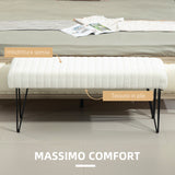 easycomfort easycomfort panca fondoletto moderna con gambe a forcina in tessuto effetto ciniglia legno e metallo 118 5x46x49 5 cm crema