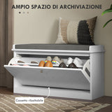 easycomfort easycomfort panca scarpiera salvaspazio con cuscino e cassetto ribaltabile per 8 paia di scarpe bianco