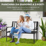 easycomfort easycomfort panchina da giardino in acciaio a 2 posti con schienale alto e braccioli 128x62 5x81 5 cm nero