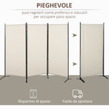 easycomfort easycomfort paravento separe da interno a 3 pannelli pieghevole in metallo e poliestere 253x50x182cm beige