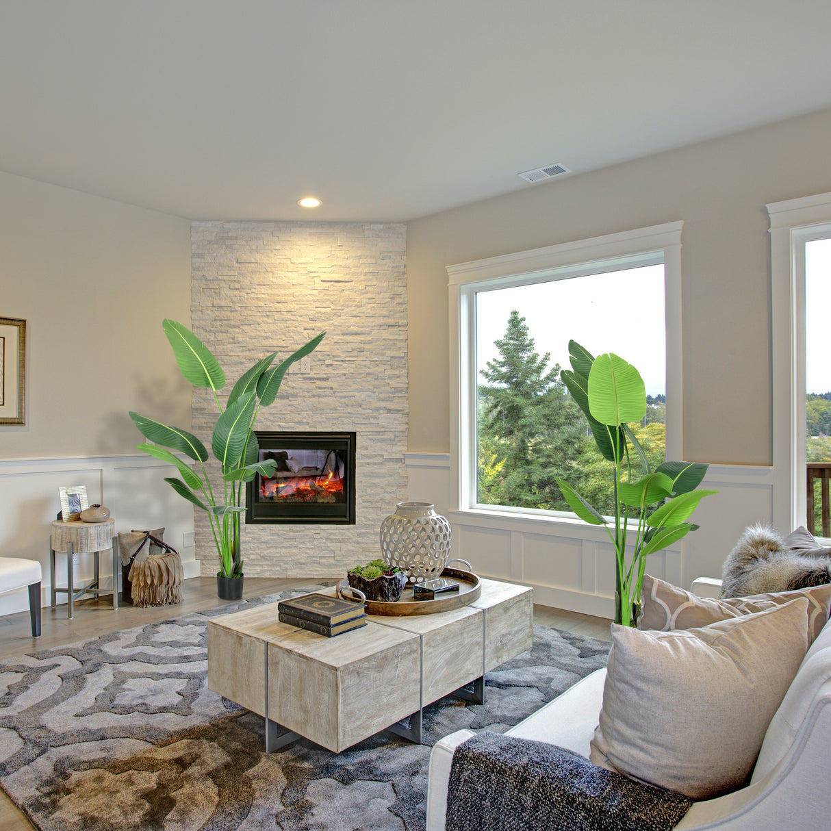 easycomfort easycomfort pianta artificiale palma del viaggiatore alta 150cm per interno ed esterno con vaso incluso