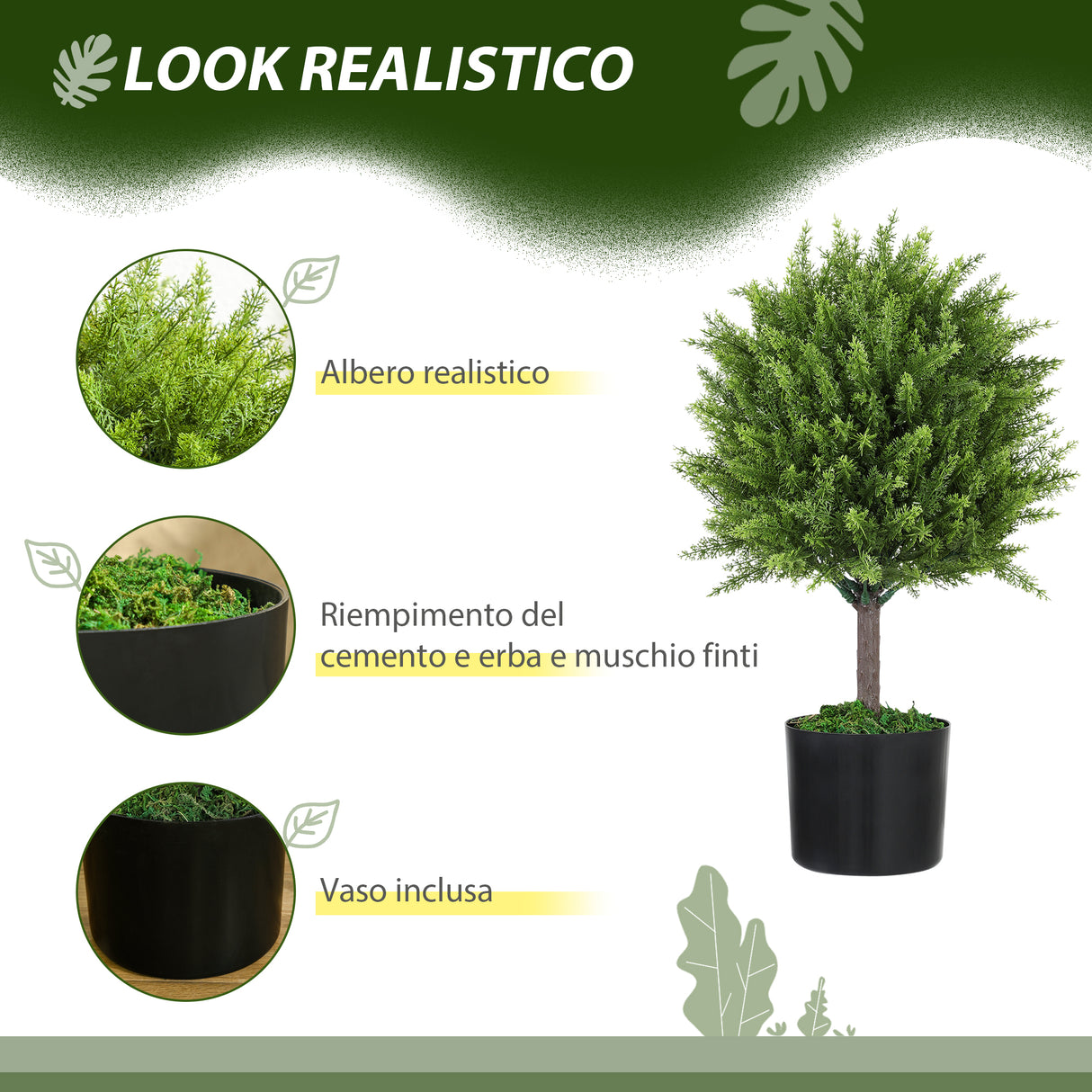 easycomfort easycomfort pianta finta albero cedro con vaso incluso per interno ed esterno altezza 55 cm verde