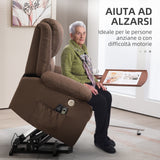 easycomfort easycomfort poltrona alzapersona reclinabile con poggiapiedi in tessuto effetto lino 87x92x105 cm caffe