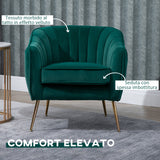 easycomfort easycomfort poltrona da salotto imbottita con braccioli e schienale design moderno gambe in metallo 71x72x73 cm verde ean 8055776915777