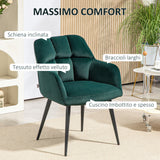 easycomfort easycomfort poltrona da salotto in velluto e imbottita con gambe in acciaio e braccioli estesi verde