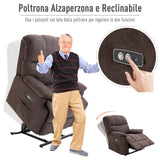 easycomfort easycomfort poltrona elettrica alzapersona reclinabile 150 poltrona relax elettrica in velluto con connettore usb motore telecomando poggiapiedi e tasche laterali per anziani marrone