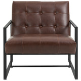 easycomfort easycomfort poltrona imbottita stile industriale trapuntata a bottoni arredamento moderno poltroncina da ingresso in metallo e pu 75x81x78cm marrone