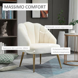 easycomfort easycomfort poltrona in velluto imbottita con schienale a conchiglia e gambe in acciaio per camera e salotto 63x65x84cm crema