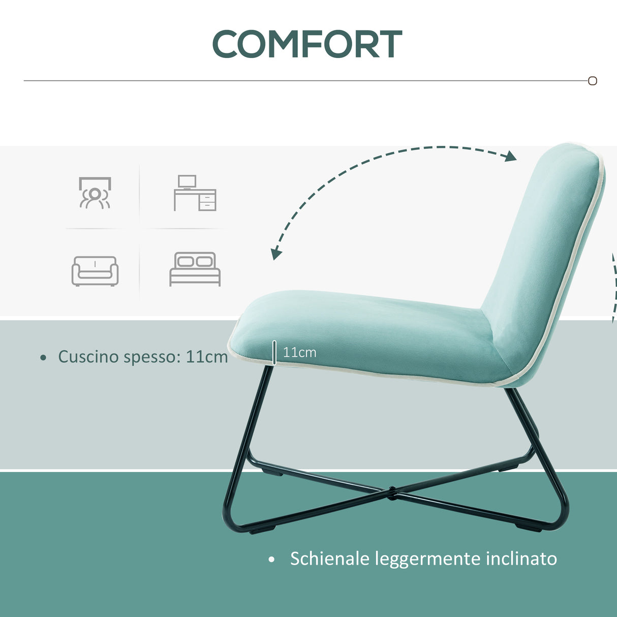 immagine-4-easycomfort-easycomfort-poltrona-in-velluto-stile-nordico-senza-braccioli-con-base-in-metallo-incrociata-55x69x68cm-verde