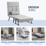 easycomfort easycomfort poltrona letto 3 in 1 con cuscino incluso in acciaio e poliestere 71x71x97 cm grigio chiaro