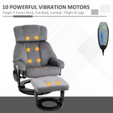 easycomfort easycomfort poltrona massaggiante reclinabile con poggiapiedi e telecomando in finta pelle pu 76x80x102 cm grigio