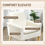easycomfort easycomfort poltrona per salotto imbottita poltrona moderna in pile e legno 75x78x81 cm bianco crema