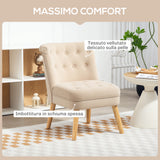 easycomfort easycomfort poltrona per salotto in velluto con seduta imbottita e trapuntata a bottoni 60x66x79 cm beige
