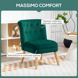 easycomfort easycomfort poltrona per salotto in velluto con seduta imbottita e trapuntata a bottoni 60x66x79 cm verde