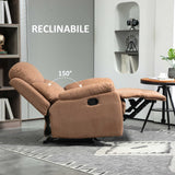 easycomfort easycomfort poltrona relax manuale reclinabile a 150 con poggiapiedi in tessuto 93x88x102cm marrone scuro