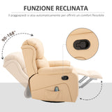 easycomfort easycomfort poltrona relax reclinabile beige con 8 punti massaggianti riscaldanti e poggiapiedi 97x92x104 cm