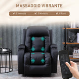 easycomfort easycomfort poltrona relax reclinabile fino 150 in finta pelle con 8 punti massaggio e riscaldamento nero