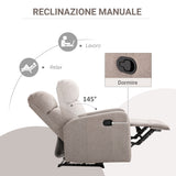 easycomfort easycomfort poltrona relax reclinabile fino a 168 con poggiapiedi 67x83x107 cm grigia