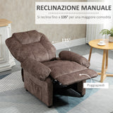 easycomfort easycomfort poltrona relax reclinabile manualmente in tessuto con imbottitura extra marrone