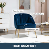easycomfort easycomfort poltroncina da camera in velluto con gambe in acciaio dorate 65x64x77cm blu scuro