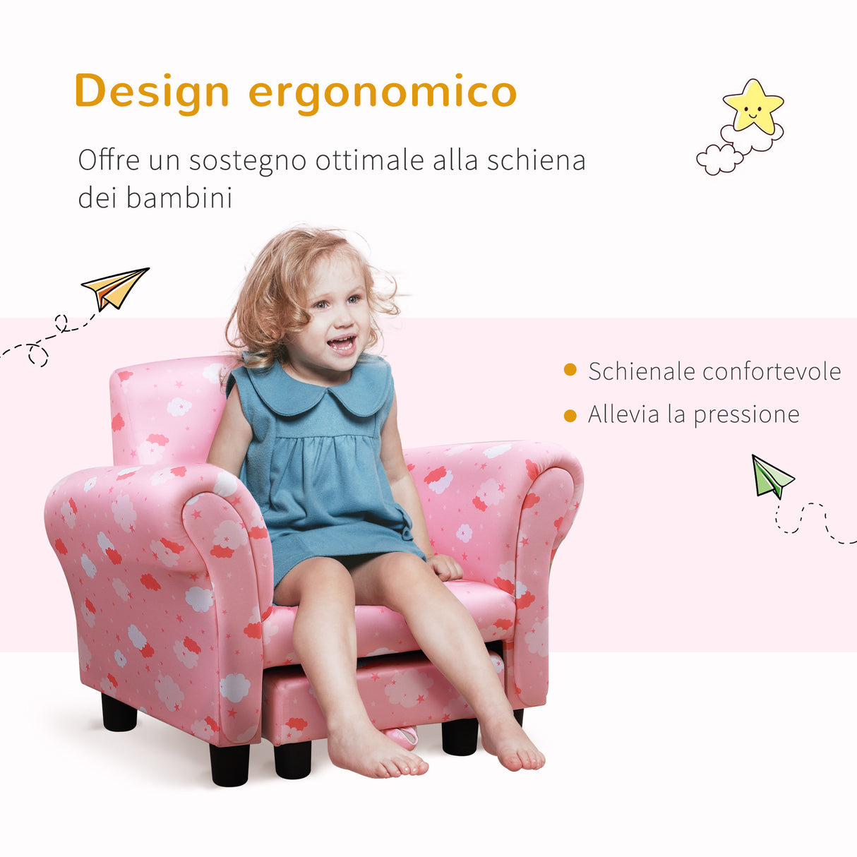 immagine-4-easycomfort-easycomfort-poltroncina-per-bambini-con-poggiapiedi-estraibile-struttura-in-legno-con-imbottitura-57x42x45cm-rosa-e-bianco