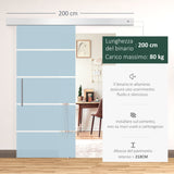 easycomfort easycomfort porta scorrevole interna in vetro smerigliato e satinato con binario b2 e maniglia per bagno cucina studio vetro 205x 102 5x 08cm ean 8055776910413