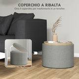 easycomfort easycomfort pouf contenitore effetto lino da 120 kg max con vassoio a ribalta in mdf 56x56x42 cm grigio