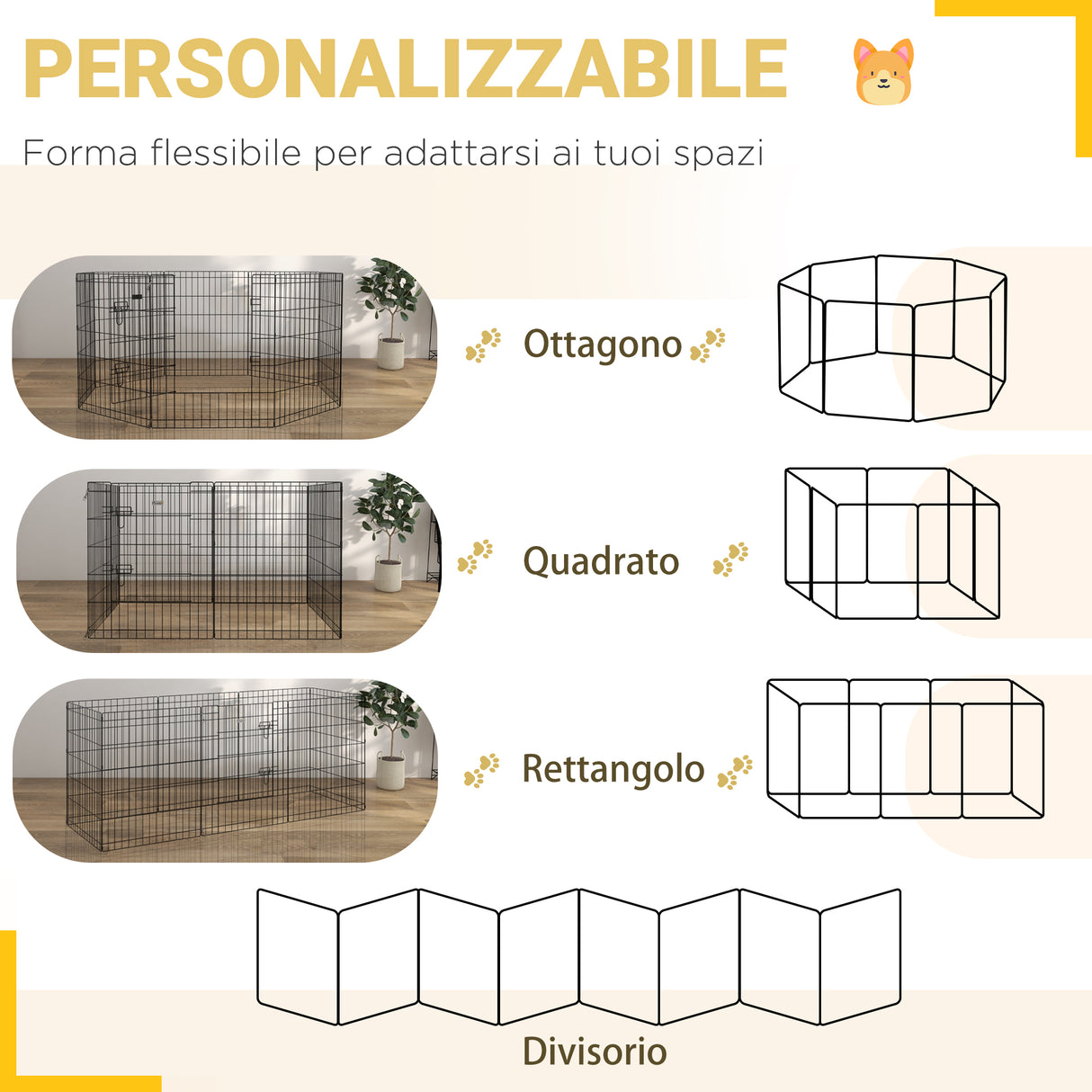 easycomfort easycomfort recinto per cani e cuccioli box per animali da 8 pezzi in filo di ferro 76 x 61cm nero