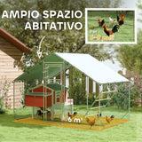 easycomfort easycomfort recinto per galline da 6m per 6 8 animali con tetto impermeabile mangiatoia e posatoio 3x2x1 9m argento