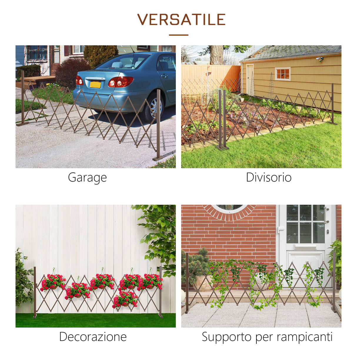 easycomfort easycomfort recinzione per giardino a larghezza regolabile in metallo e alluminio 300x31x103 5 cm marrone scuro
