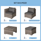 immagine-4-easycomfort-easycomfort-salotto-da-esterno-in-rattan-pe-da-8-pezzi-set-mobili-da-giardino-salvaspazio-con-poltrone-tavolini-e-sgabelli-grigio