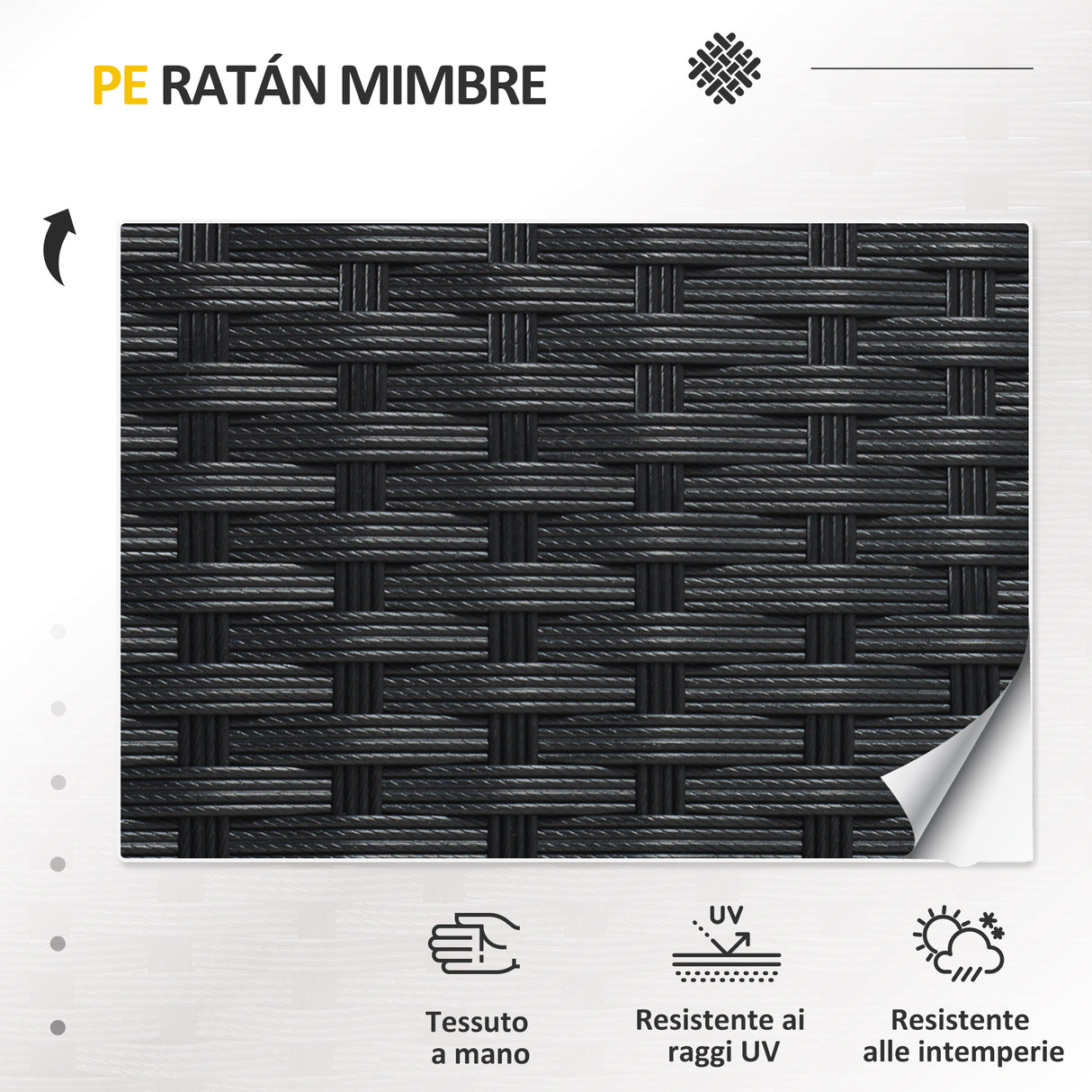 easycomfort easycomfort salotto da esterno rattan pe con divanetto 2 poltrone con cuscini e tavolino in vetro nero e grigio