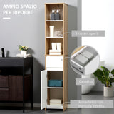 easycomfort easycomfort scaffale bagno salvaspazio in legno mobiletto a colonna con ripiani armadietto e cassetto bianco 32 6x30x171 2cm