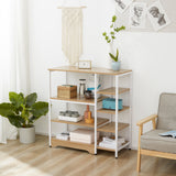 easycomfort easycomfort scaffale da cucina basso salvaspazio stile industriale mobiletto con 7 ripiani per cucina in metallo e legno 90x40x95cm bianco