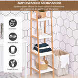 easycomfort easycomfort scaffale per il bagno a scala con 4 ripiani in legno di pino e bambu 35x36x138 5 cm bianco e legno