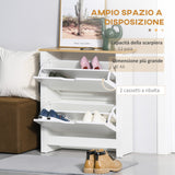 easycomfort easycomfort scarpiera moderna per 12 paia max con 2 cassetti regolabili e rimovibili in legno 72x26x80 cm bianco