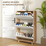 easycomfort easycomfort scarpiera salvaspazio a 3 cassetti con ripiano regolabile per 18 24 paia di scarpe 72x24x119cm bianco