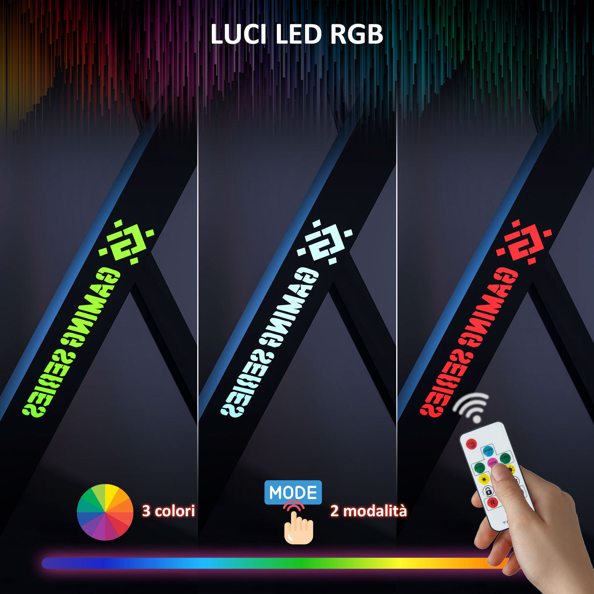 easycomfort easycomfort scrivania gaming con luci led rgb regolabili e gambe a k in legno e acciaio 120x60x75 cm nero