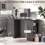 easycomfort easycomfort scrivania pc con 3 ripiani e 3 cassetti per camera e ufficio in legno mdf 120x49x72 cm nera